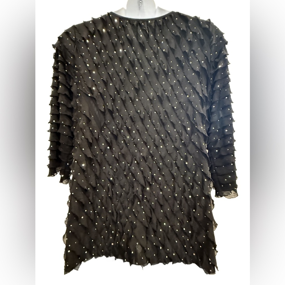 Plus Size Notations Black Ruffled Long Sleeve Sil… - image 4